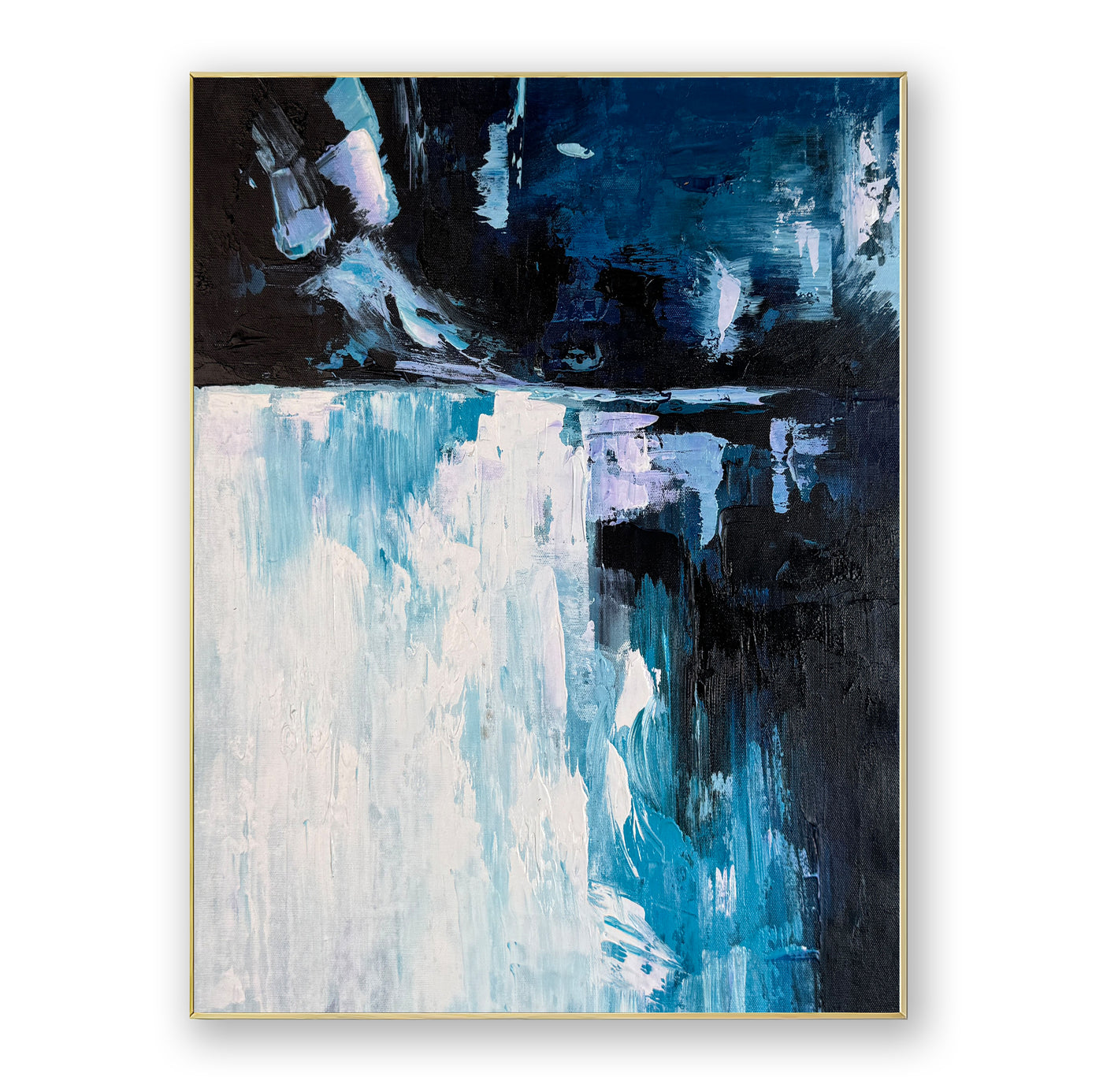 Abstract Blue Black Canvas Art