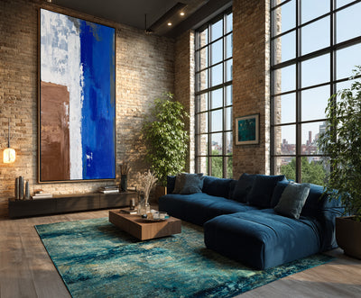 Abstract Blue Brown Canvas Art