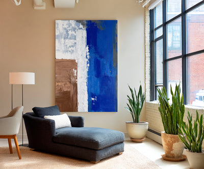 Abstract Blue Brown Canvas Art