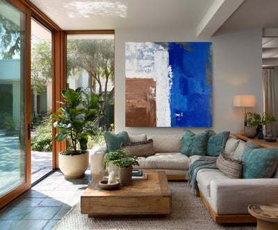 Abstract Blue Brown Canvas Art