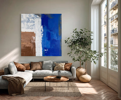 Abstract Blue Brown Canvas Art