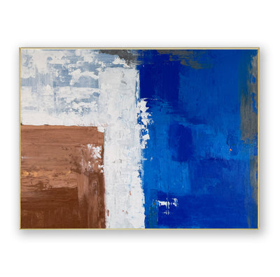 Abstract Blue Brown Canvas Art