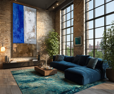 Abstract Blue Brown Canvas Art