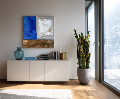 Abstract Blue Brown Canvas Art