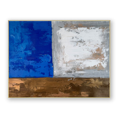 Abstract Blue Brown Canvas Art