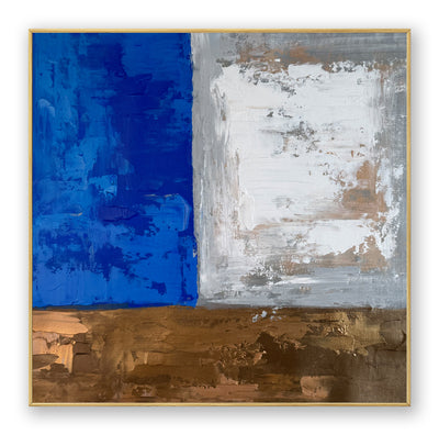 Abstract Blue Brown Canvas Art