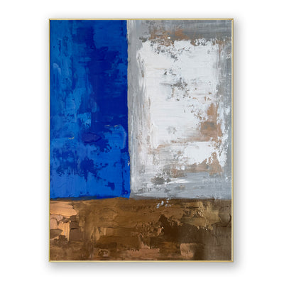 Abstract Blue Brown Canvas Art
