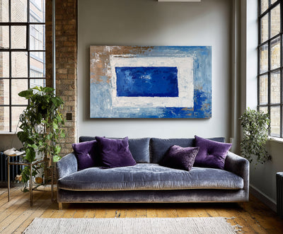 Abstract Blue Geometric Canvas Art