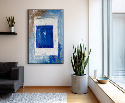 Abstract Blue Geometric Canvas Art
