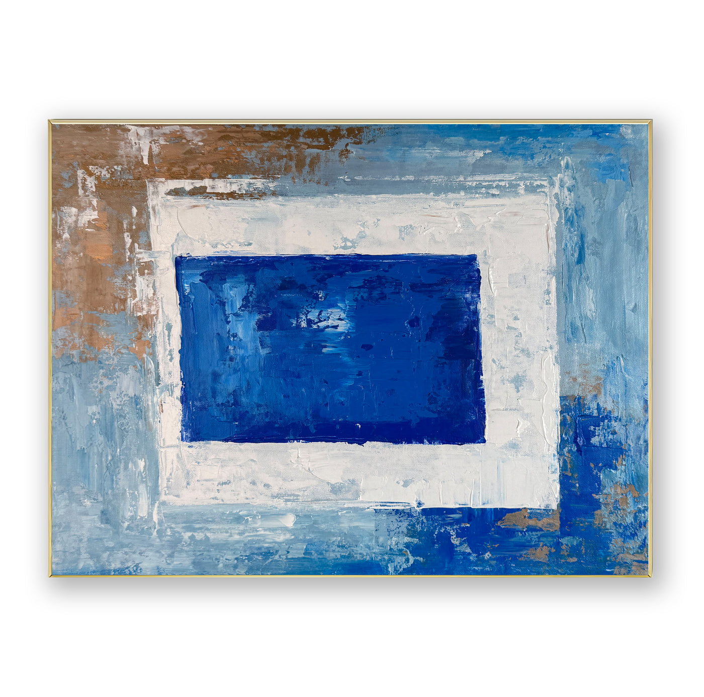 Abstract Blue Geometric Canvas Art