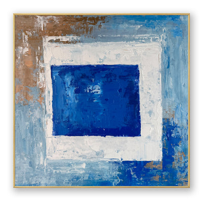 Abstract Blue Geometric Canvas Art