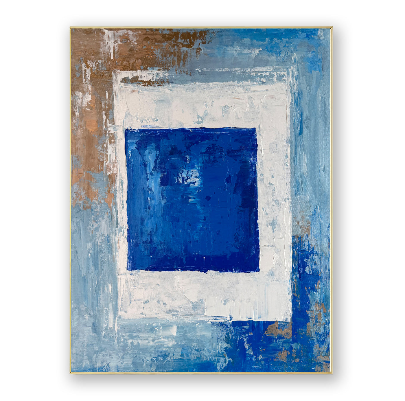 Abstract Blue Geometric Canvas Art