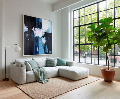 Abstract Blue Black Canvas Art