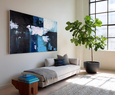 Abstract Blue Black Canvas Art