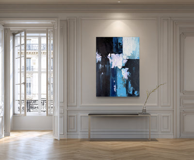 Abstract Blue Black Canvas Art
