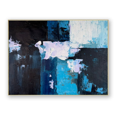 Abstract Blue Black Canvas Art