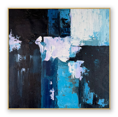 Abstract Blue Black Canvas Art