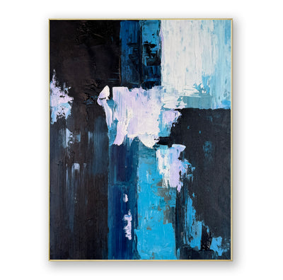 Abstract Blue Black Canvas Art