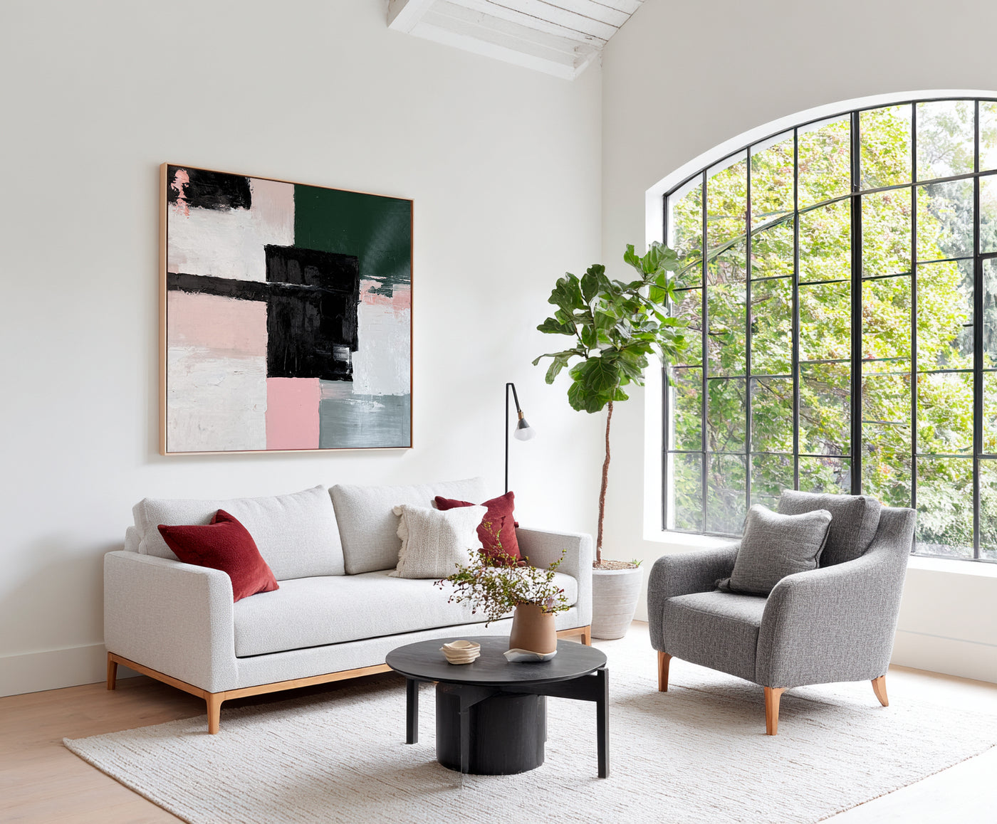 Abstract Black Pink Canvas Art