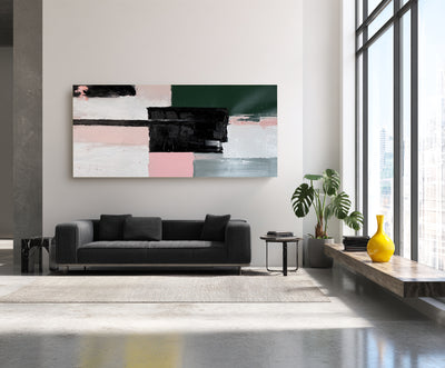 Abstract Black Pink Canvas Art