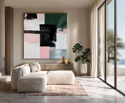 Abstract Black Pink Canvas Art