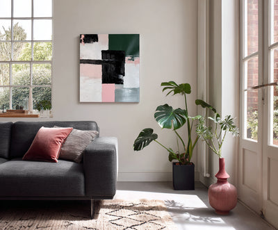 Abstract Black Pink Canvas Art