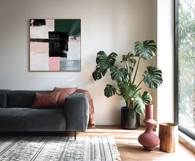 Abstract Black Pink Canvas Art