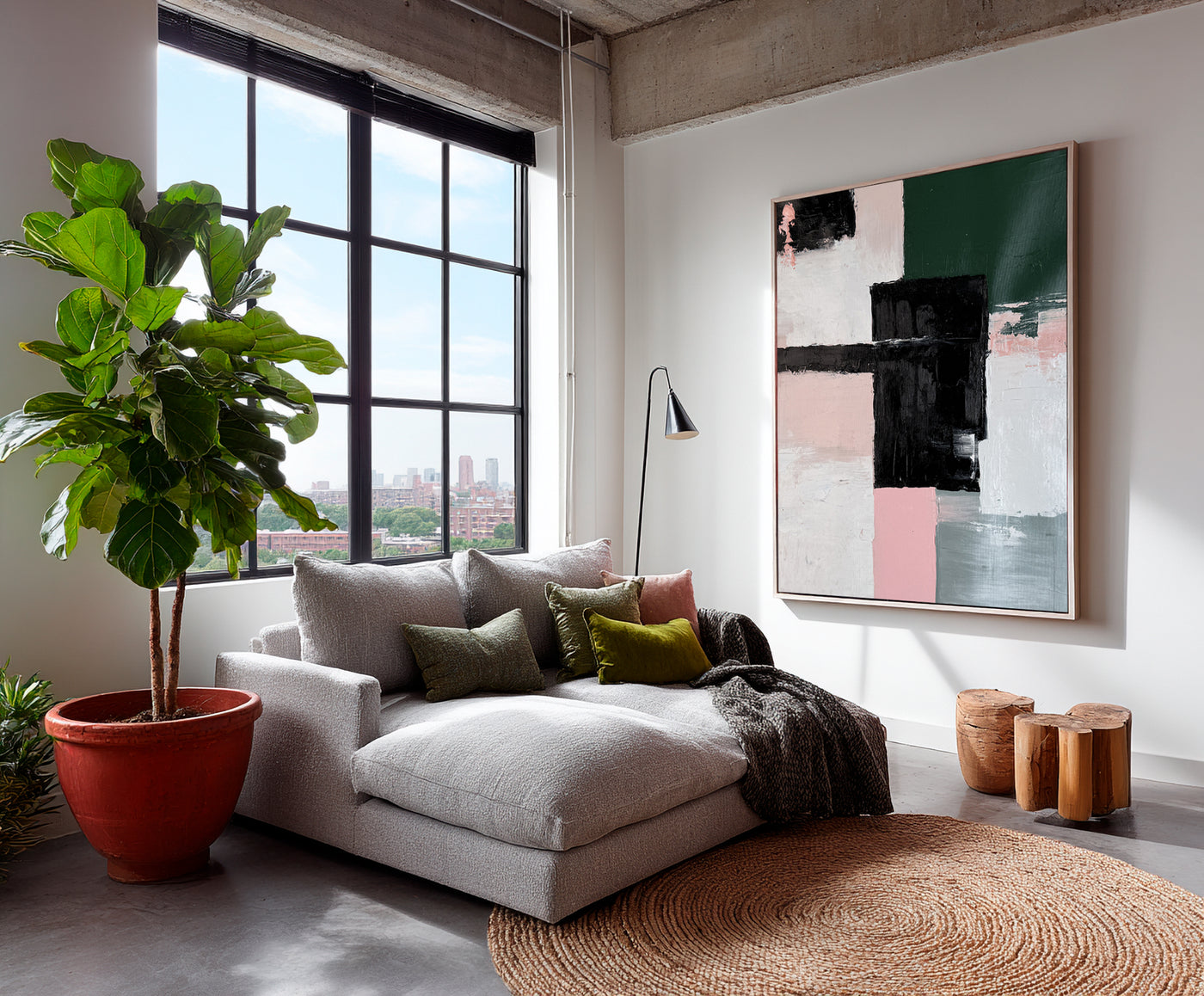 Abstract Black Pink Canvas Art