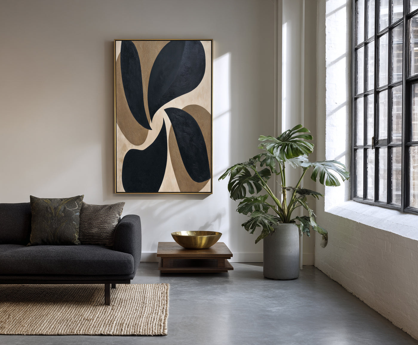 Abstract Black Brown Canvas Art