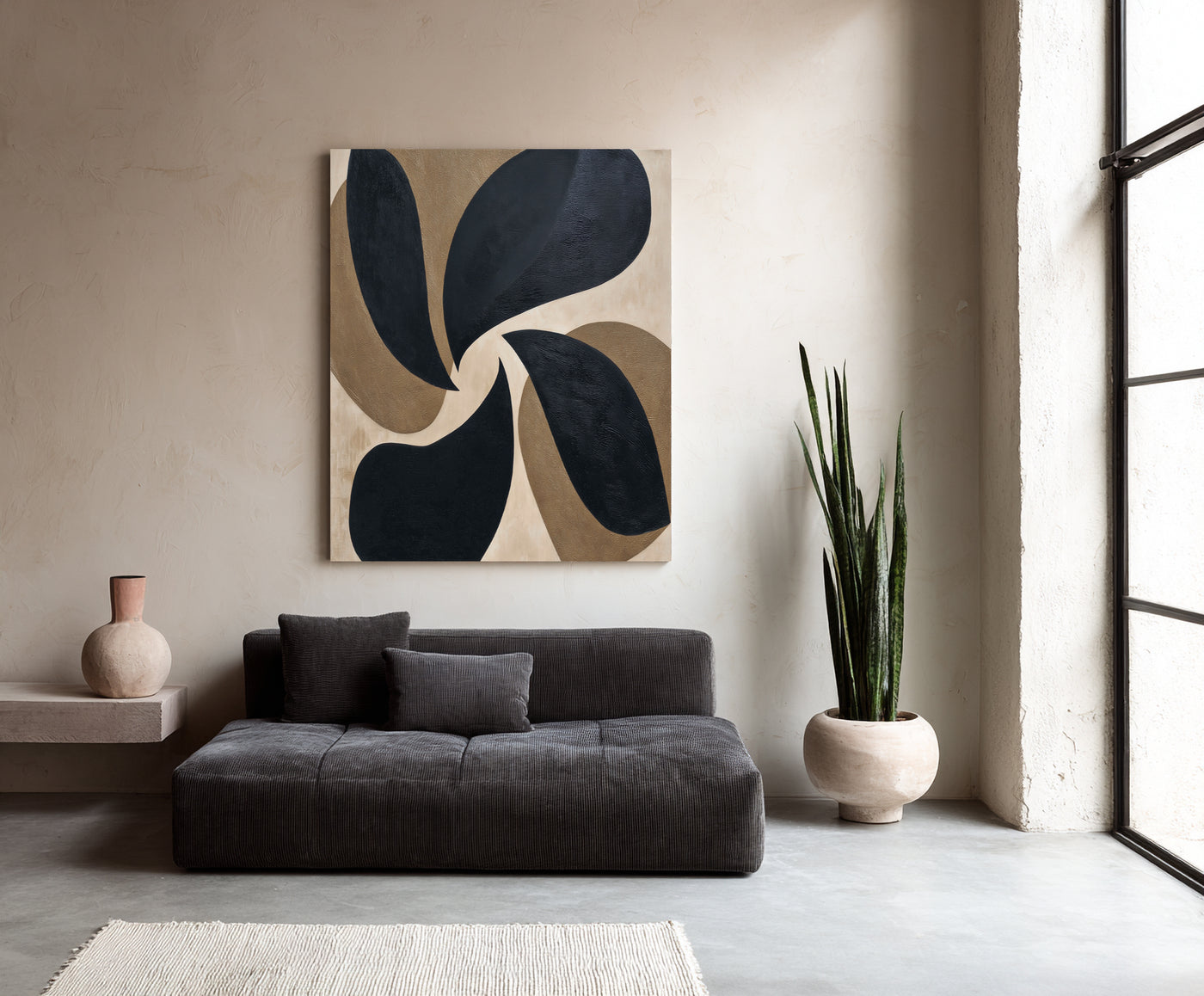 Abstract Black Brown Canvas Art