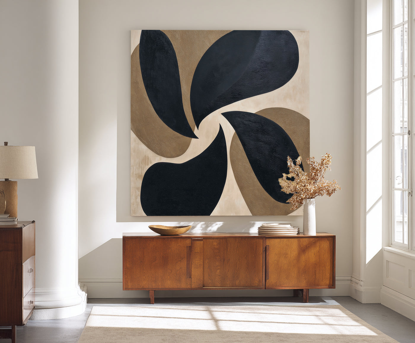 Abstract Black Brown Canvas Art