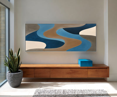 Abstract Blue Brown Canvas Art