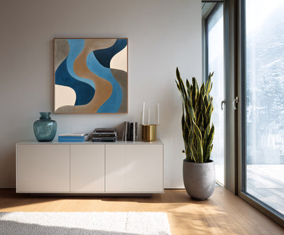 Abstract Blue Brown Canvas Art