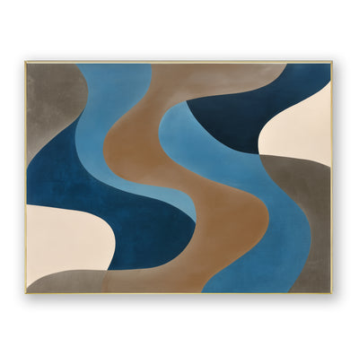 Abstract Blue Brown Canvas Art