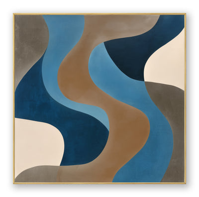 Abstract Blue Brown Canvas Art