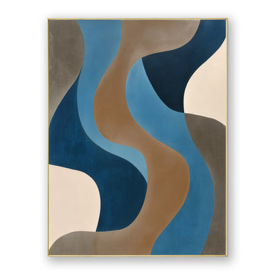Abstract Blue Brown Canvas Art
