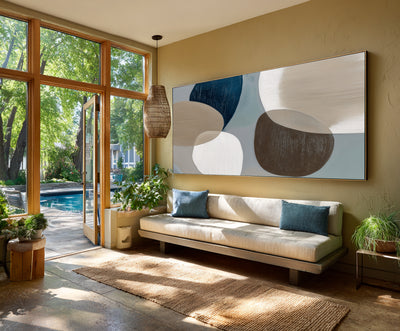 Abstract Blue Beige Canvas Art