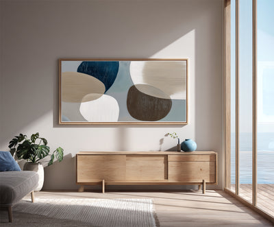 Abstract Blue Beige Canvas Art