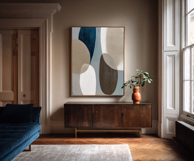 Abstract Blue Beige Canvas Art