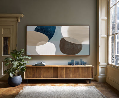Abstract Blue Beige Canvas Art