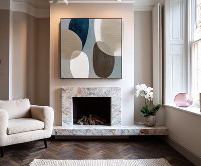 Abstract Blue Beige Canvas Art