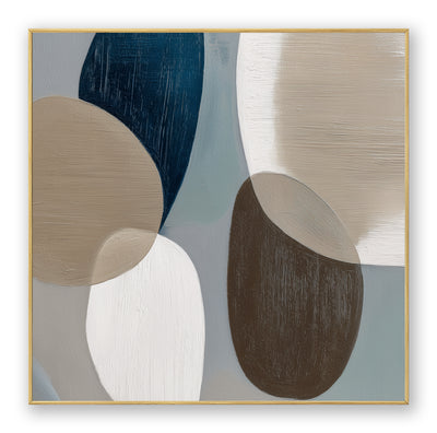 Abstract Blue Beige Canvas Art
