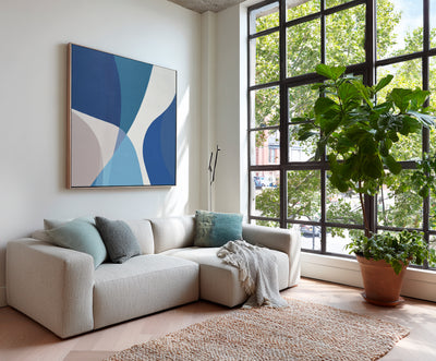 Abstract Blue Geometric Canvas Art