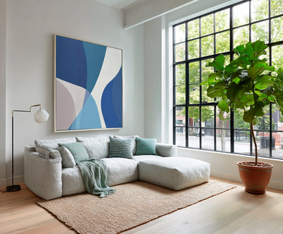 Abstract Blue Geometric Canvas Art
