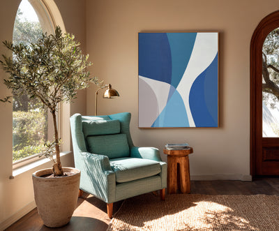Abstract Blue Geometric Canvas Art
