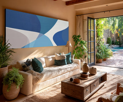 Abstract Blue Geometric Canvas Art