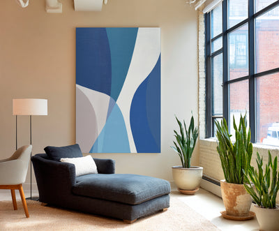 Abstract Blue Geometric Canvas Art