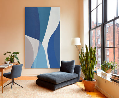 Abstract Blue Geometric Canvas Art