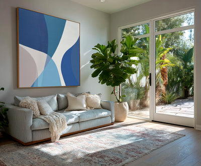 Abstract Blue Geometric Canvas Art