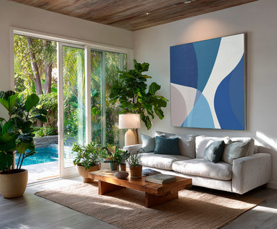 Abstract Blue Geometric Canvas Art